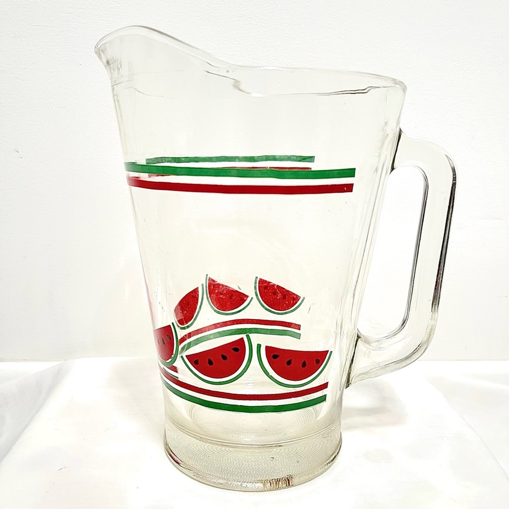 Vintage Rare Caisa Beverage Pitcher Watermelon, Slices  Clear Glass